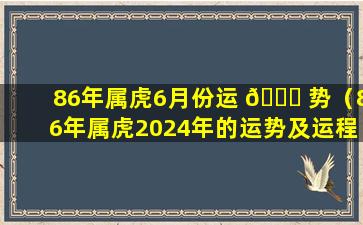 86年属虎6月份运 🐕 势（86年属虎2024年的运势及运程）